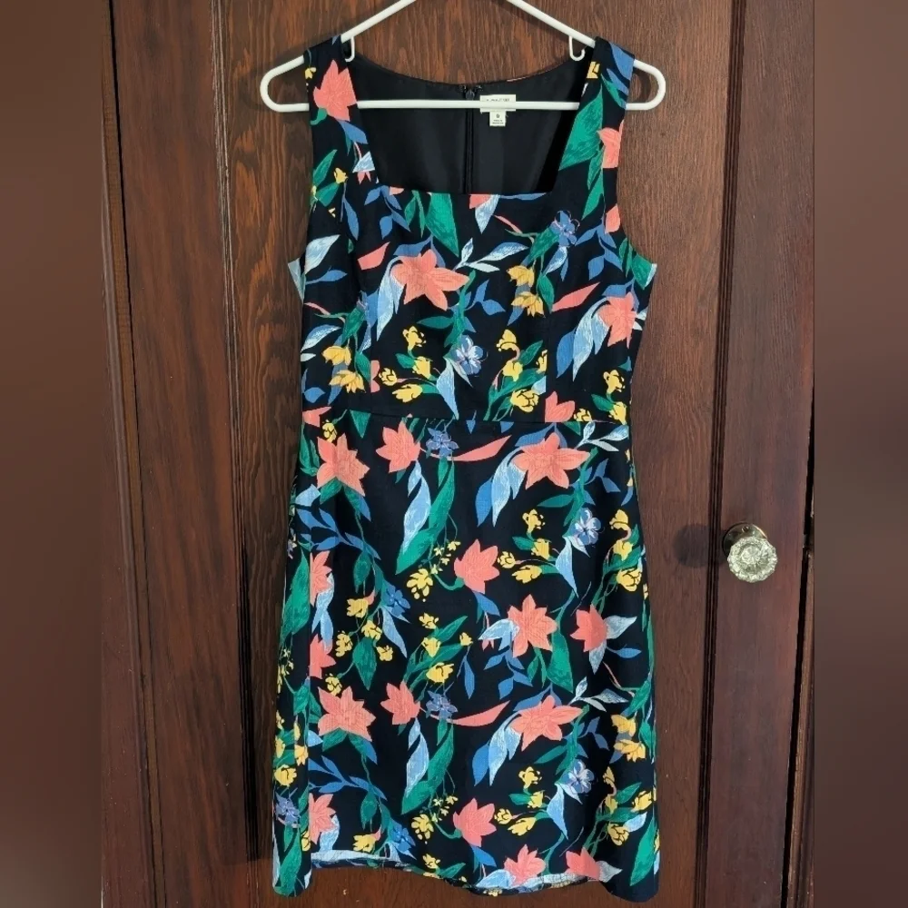 J.Crew Floral Basketweave Square-neck Dress  Size 8 $98.00